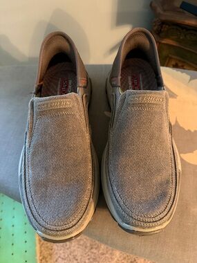 Skechers Men's Slip-On Casual Loafers in Taupe Brown